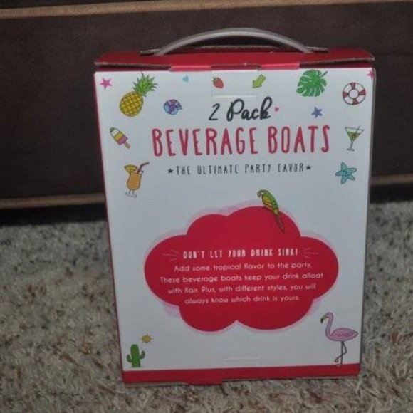 Inflatable Pool Party Beverage Boats Drink Holder Pool Floatie Set of 2 Toucan - Picture 2 of 2